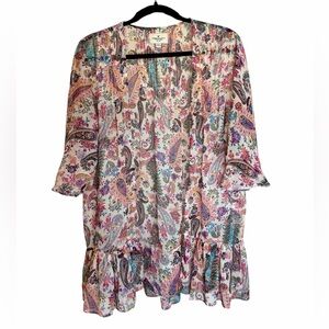 American Eagle Sheer Paisley Kimono Cover-Up Medium